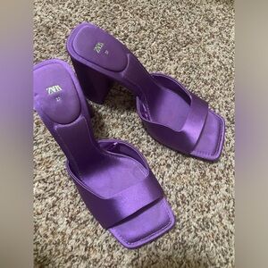 Zara squared toes heeled mules